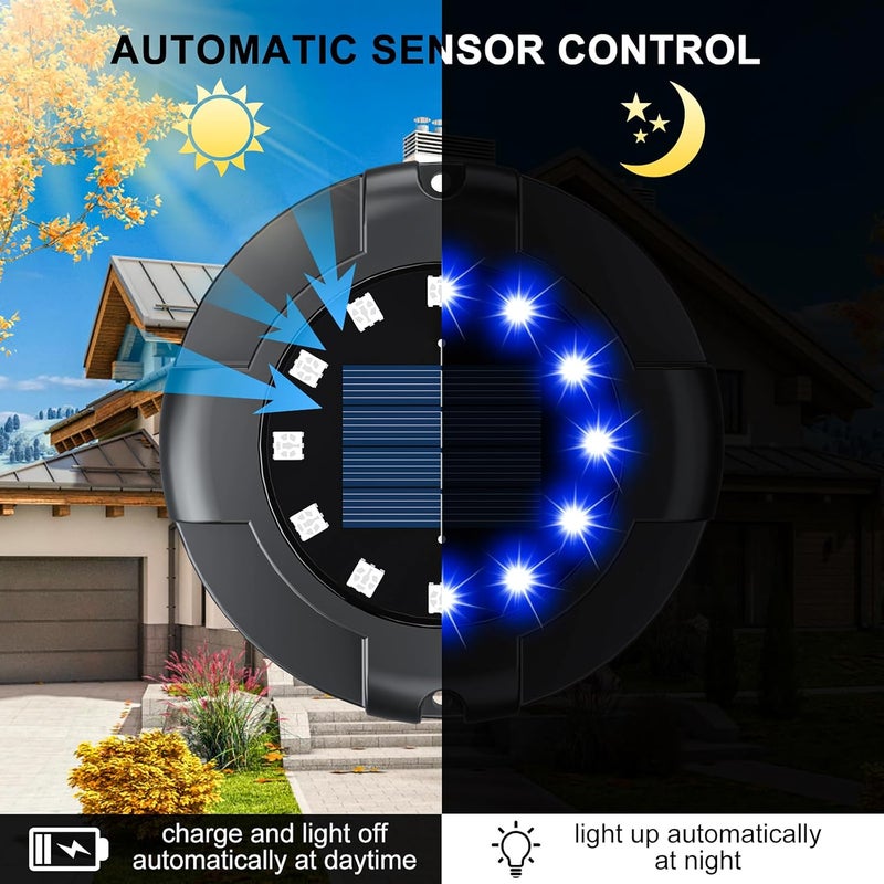 WILUX Solar Pathway Lights Outdoor 12 Packs, Bright Blue 16 LEDs Solar Ground Lights Walkway Lights with Side Light, Waterproof Solar Deck Light for Yard Walkway Garden Poolside Driveway Decorations - Image 3